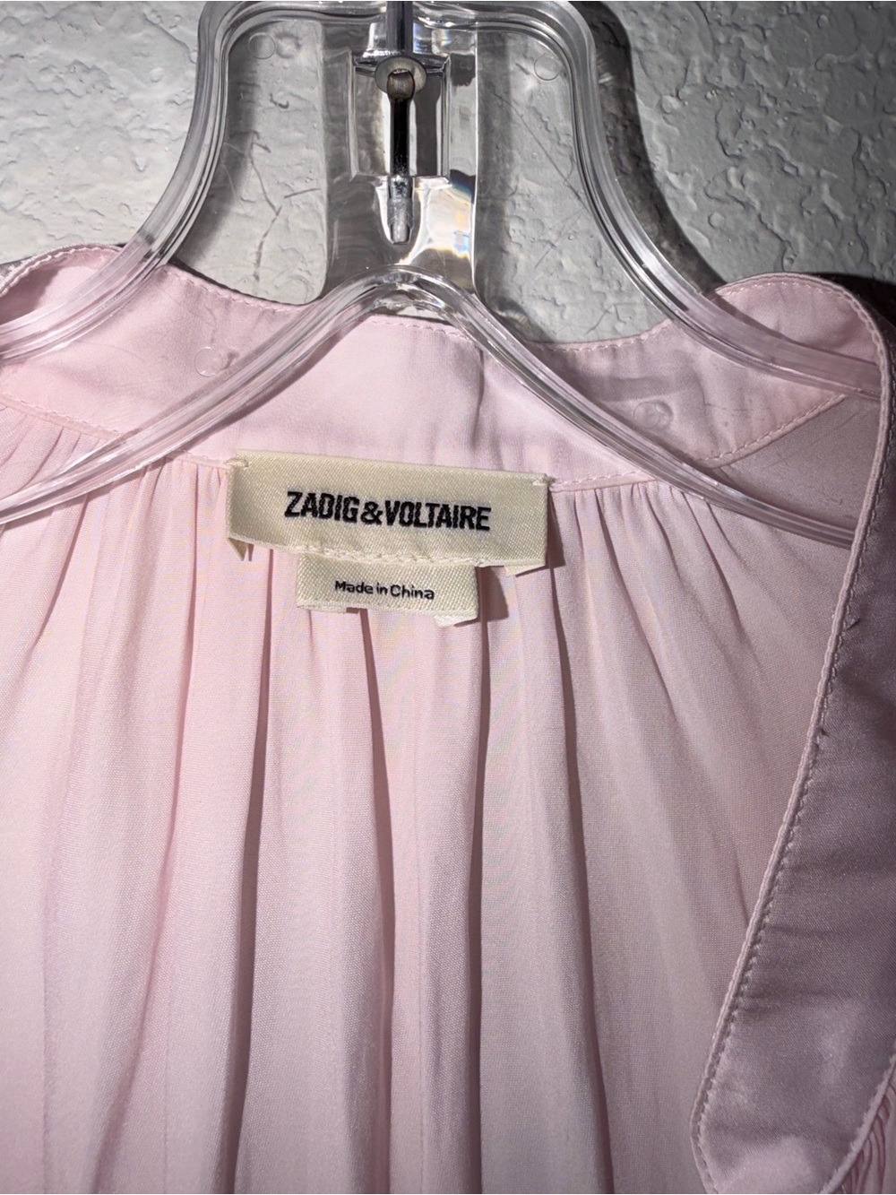 Zadig & Voltaire Women's Light Pink Satin V-Neck Long-Sleeve Blouse - Picture 4 of 7